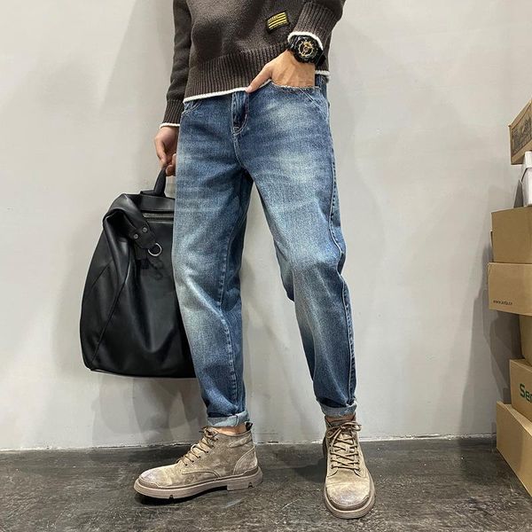 men's jeans fashion streetwear retro embroidery loose fit pants washed big pocket autumn and winter, Blue
men's jeans fashion streetwear retro embroidery loose fit pants washed big pocket autumn and winter, Blue