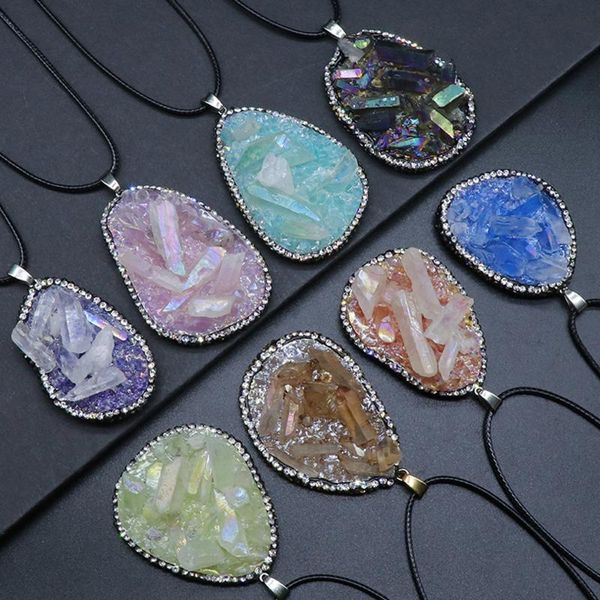 pendant necklaces natural stone druzy necklace reiki heal multi-color charms for women fashion gifts, Silver
pendant necklaces natural stone druzy necklace reiki heal multi-color charms for women fashion gifts, Silver