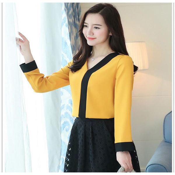 women's blouses & shirts fanco fashion chiffon office lady gown long-sleeved v-neck blouse patchwork, White
women's blouses & shirts fanco fashion chiffon office lady gown long-sleeved v-neck blouse patchwork, White