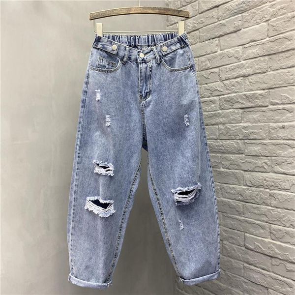 women's jeans spring summer large size hole ripped for women vintage loose high waist jean femme streetwear denim harem pants c7476, Blue
women's jeans spring summer large size hole ripped for women vintage loose high waist jean femme streetwear denim harem pants c7476, Blue