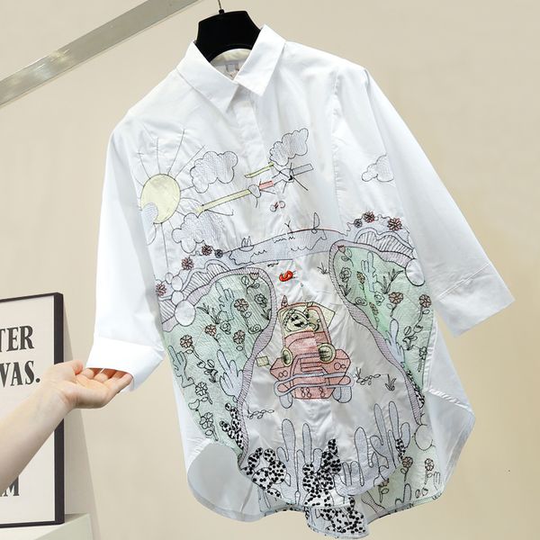 embroidery machine in the retro bored style women's all-game irregular single breasted white blusa ksmn, Black
embroidery machine in the retro bored style women's all-game irregular single breasted white blusa ksmn, Black
