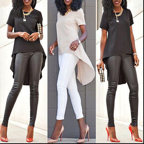 new fashion women ladies loose short sleeve shirt casual irregular solid color summer blouse s 4xl size, White 
new fashion women ladies loose short sleeve shirt casual irregular solid color summer blouse s 4xl size, White