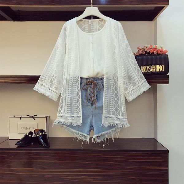 plus size tracksuits fashion 3piece set women personalized embroidery tassels sunscreen shirt+solid knit vest+high waist denim shorts suits, Black
plus size tracksuits fashion 3piece set women personalized embroidery tassels sunscreen shirt+solid knit vest+high waist denim shorts suits, Black