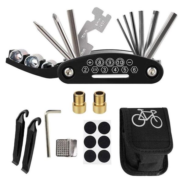 tools bike repair tool kit, 16 in 1 multi-function bicycle mechanic fix set bag with chain and tire patch levers
tools bike repair tool kit, 16 in 1 multi-function bicycle mechanic fix set bag with chain and tire patch levers