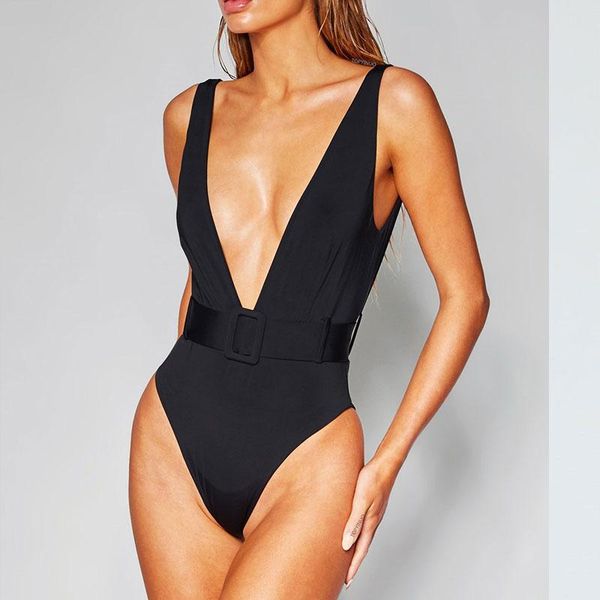 women's swimwear v-neck one piece swimsuit women female bather with waistband high waist bathing suit beach monokini, White;black
women's swimwear v-neck one piece swimsuit women female bather with waistband high waist bathing suit beach monokini, White;black