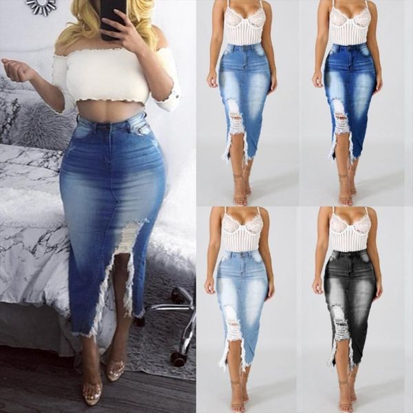 summer fashion high waist women skirts ripped split denim distressed jeans bodycon long skirt for, Black
summer fashion high waist women skirts ripped split denim distressed jeans bodycon long skirt for, Black