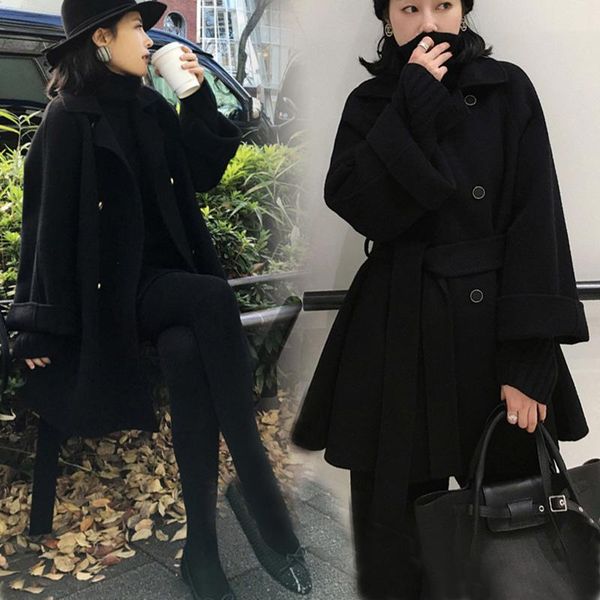 women's wool & blends autumn winter black coat women double-breasted cloak cashmere female casual long-sleeved double-sided woolen q319
women's wool & blends autumn winter black coat women double-breasted cloak cashmere female casual long-sleeved double-sided woolen q319
