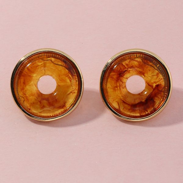ez3126 jewelry personalized geometric round new amber resin earrings, Silver