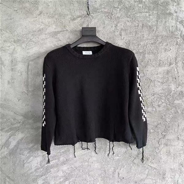 men's vests embroidery checkerboard sweater crewneck men women high street hole tassel thick line hip-hop kintted hoodies, Black;white
men's vests embroidery checkerboard sweater crewneck men women high street hole tassel thick line hip-hop kintted hoodies, Black;white