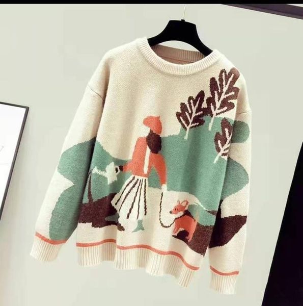 women's sweaters cartoon jacquard sweater women 2021 autumn /winter korean style round neck loose personality knitted pullover top, White;black
women's sweaters cartoon jacquard sweater women 2021 autumn /winter korean style round neck loose personality knitted pullover top, White;black
