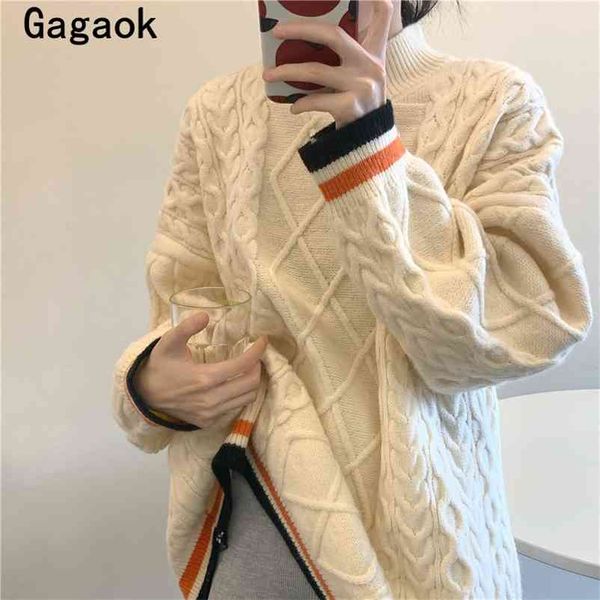 women office lady spring/autumn sweaters o-neck striped loose casual simple outwear warm pullovers k4149 210531, White;black
women office lady spring/autumn sweaters o-neck striped loose casual simple outwear warm pullovers k4149 210531, White;black