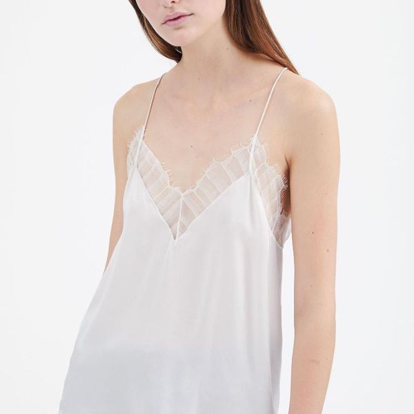 women's tanks & camis classic heavy sand washed silk stitched lace trimming slings vest, White
women's tanks & camis classic heavy sand washed silk stitched lace trimming slings vest, White