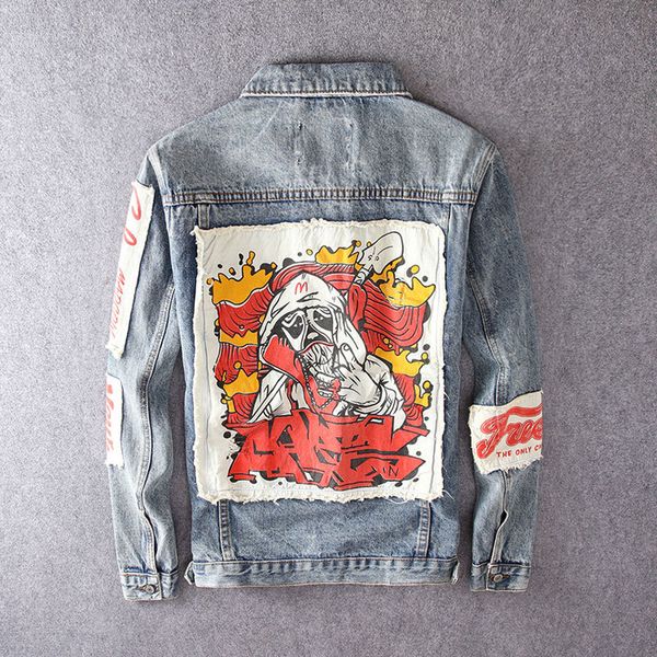 2021 new fashion streetwear jeans retro blue patches designer denim men punk style coats skull printed hip hop jacket hombre 79rh, Black;brown
2021 new fashion streetwear jeans retro blue patches designer denim men punk style coats skull printed hip hop jacket hombre 79rh, Black;brown