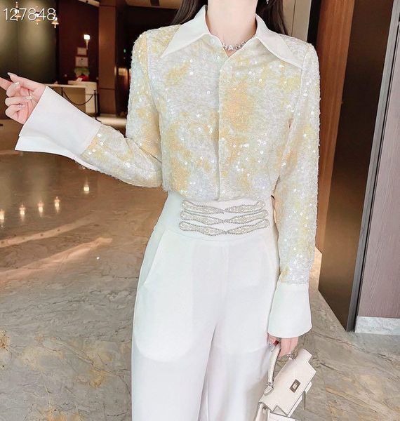 women's two piece pants w1681 fashion women sets 2021 runway luxury european design party style clothing, White
women's two piece pants w1681 fashion women sets 2021 runway luxury european design party style clothing, White