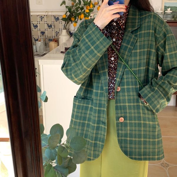 2021 women's blazers fashion green plaid casual loose suit collar new fall clothes lady from the office jacket pzjw, White;black
2021 women's blazers fashion green plaid casual loose suit collar new fall clothes lady from the office jacket pzjw, White;black