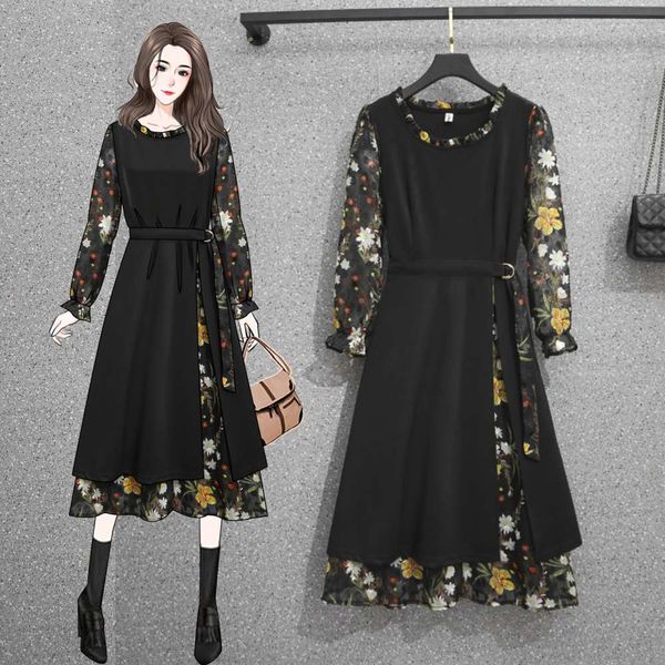 spring 2021 new large size women's fat sister french hepburn style covered meat age reduced chiffon floral dress, Black;gray
spring 2021 new large size women's fat sister french hepburn style covered meat age reduced chiffon floral dress, Black;gray