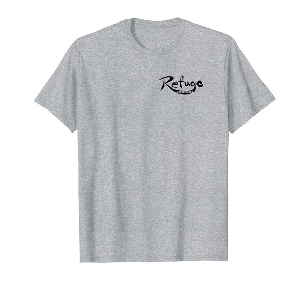 refuge @ crossroads baptist church t-shirt, White;black