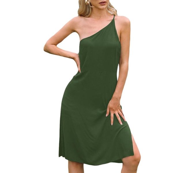 casual dresses q1fa womens one shoulder sleeveless a-line midi cami dress solid color backless side split flared hem party clubwear, Black;gray
casual dresses q1fa womens one shoulder sleeveless a-line midi cami dress solid color backless side split flared hem party clubwear, Black;gray
