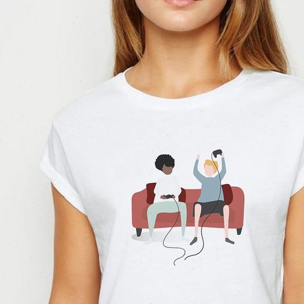 new t shirt women play games motion tshirt loose spring summer tee shirt hipster funny versatile round neck t shirts, White
new t shirt women play games motion tshirt loose spring summer tee shirt hipster funny versatile round neck t shirts, White