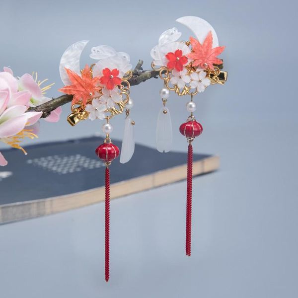 hair clips & barrettes moon lantern girl hanfu traditional women headdress handmade, Golden;silver