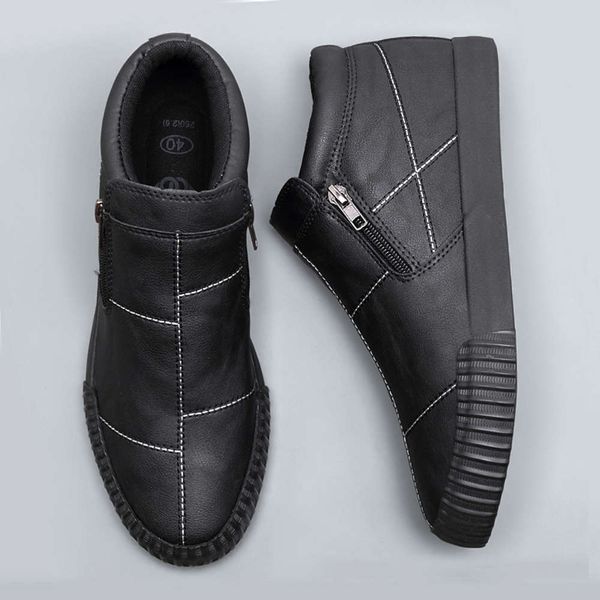 high leather spring 2021 new casual shoes korean fashion men's zipper on martin boots, White;red
high leather spring 2021 new casual shoes korean fashion men's zipper on martin boots, White;red