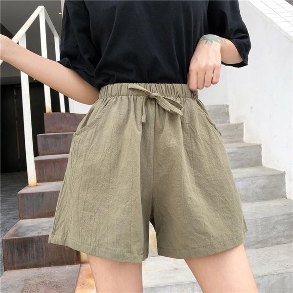 women's shorts women summer flax cotton and linen high waist lady's loose comfortable breeches girls' casual clothing, White;black
women's shorts women summer flax cotton and linen high waist lady's loose comfortable breeches girls' casual clothing, White;black