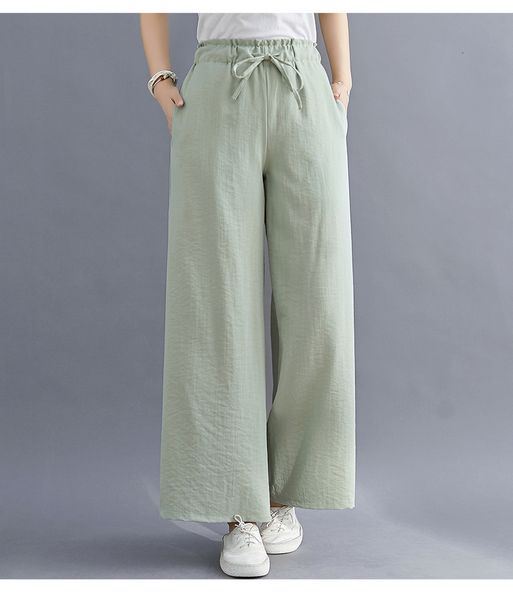 women's spring summer casual cotton linen long leg solid elastic waistline sweet colours loose pants jl0m, Black;white
women's spring summer casual cotton linen long leg solid elastic waistline sweet colours loose pants jl0m, Black;white