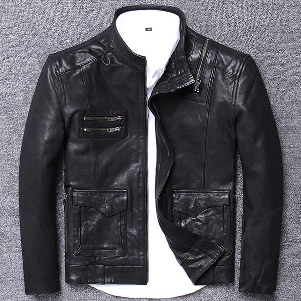 men's leather & faux 2021 autumn pure head layer vegetable tanning sheep skin clothing haining man jacket genuine, Black
men's leather & faux 2021 autumn pure head layer vegetable tanning sheep skin clothing haining man jacket genuine, Black