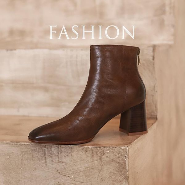 women ankle boots natural leathe women shoes europe and america british square toe vintage block heel ankle boots short, Black
women ankle boots natural leathe women shoes europe and america british square toe vintage block heel ankle boots short, Black