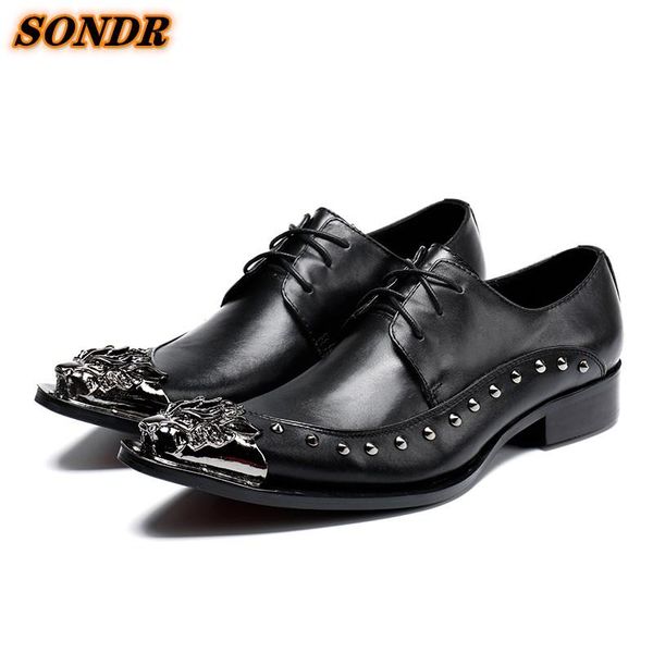 dress shoes calzado hombre men formal genuine leather lace up british style rivets iron toe breathable oxfords, Black
dress shoes calzado hombre men formal genuine leather lace up british style rivets iron toe breathable oxfords, Black