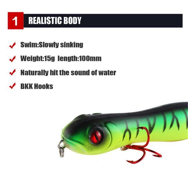 1pcs snake head pencil fishing lure 100mm 15g artificial hard crank bait wobblers swimbait minnow fi jllbff
1pcs snake head pencil fishing lure 100mm 15g artificial hard crank bait wobblers swimbait minnow fi jllbff