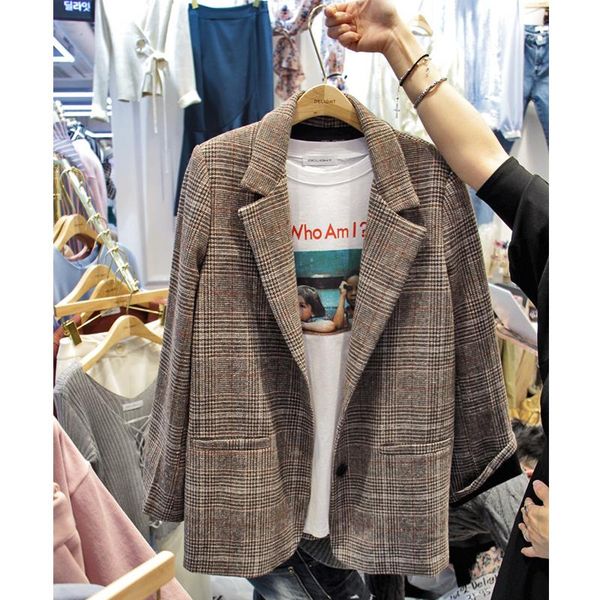 women's suits & blazers autumnand winter retro plaid suit jacket straight female casual woolen slimsuit ladiestrendy wild, White;black
women's suits & blazers autumnand winter retro plaid suit jacket straight female casual woolen slimsuit ladiestrendy wild, White;black