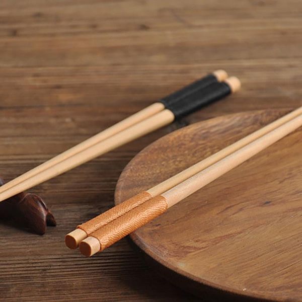 6 pairs reusable chinese wood chopsticks dishwasher safe with thread
