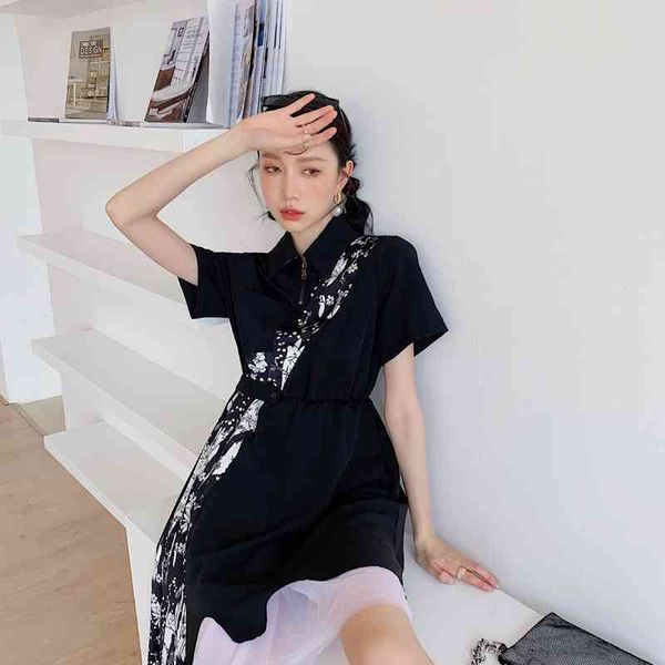 casual dresses black patchwork mesh summer shirt women short sleeve collar asymmetrical fashion designer clothes tchg, Black;gray
casual dresses black patchwork mesh summer shirt women short sleeve collar asymmetrical fashion designer clothes tchg, Black;gray