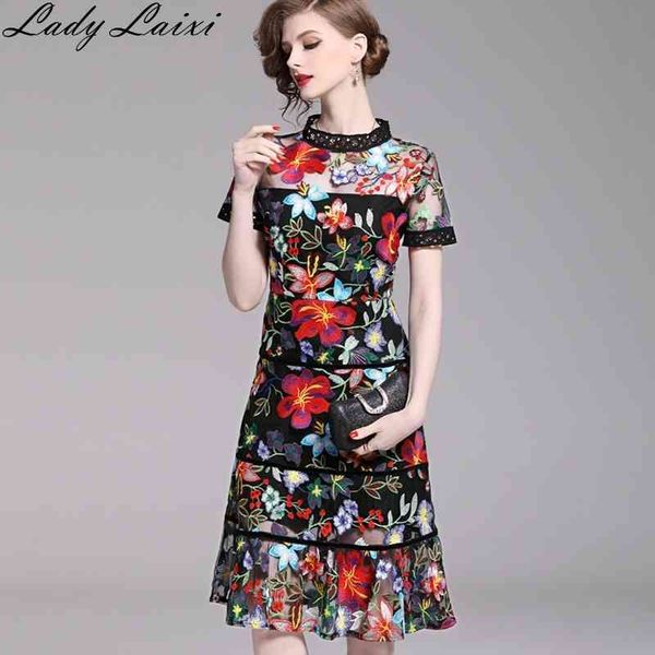 summer runway floral embroidery mesh dress work casual ladies clothes women elegant slim ruffles party vestidos 210529, Black;gray
summer runway floral embroidery mesh dress work casual ladies clothes women elegant slim ruffles party vestidos 210529, Black;gray