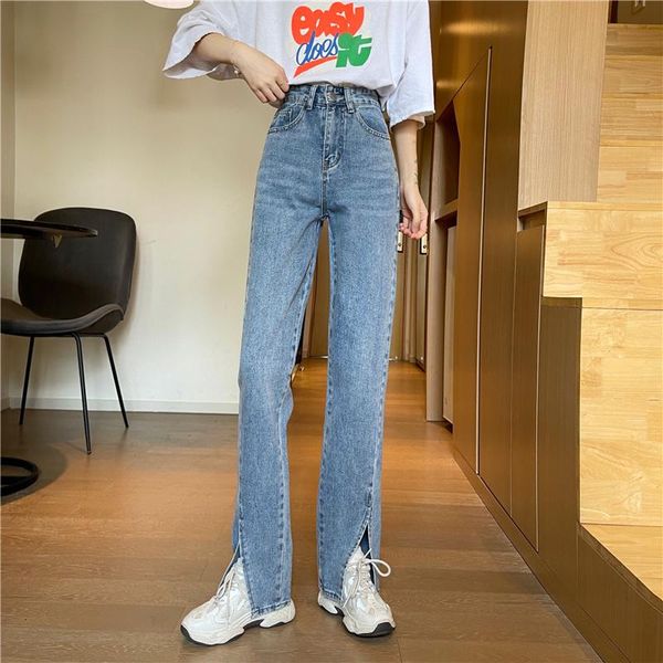 women's jeans women high waist flare pants 2021 fashionable front side slit leg wide ladies washed trousers, Blue
women's jeans women high waist flare pants 2021 fashionable front side slit leg wide ladies washed trousers, Blue