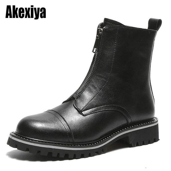boots front zipper round toe ankle 2021 genuine leather mid heel women platform winter shoes woman bc1783, Black
boots front zipper round toe ankle 2021 genuine leather mid heel women platform winter shoes woman bc1783, Black