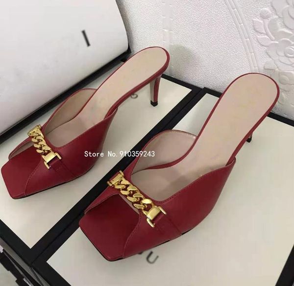 sandals 2021 designer brand leather with chain exquisite trendy high heel women, Black
sandals 2021 designer brand leather with chain exquisite trendy high heel women, Black