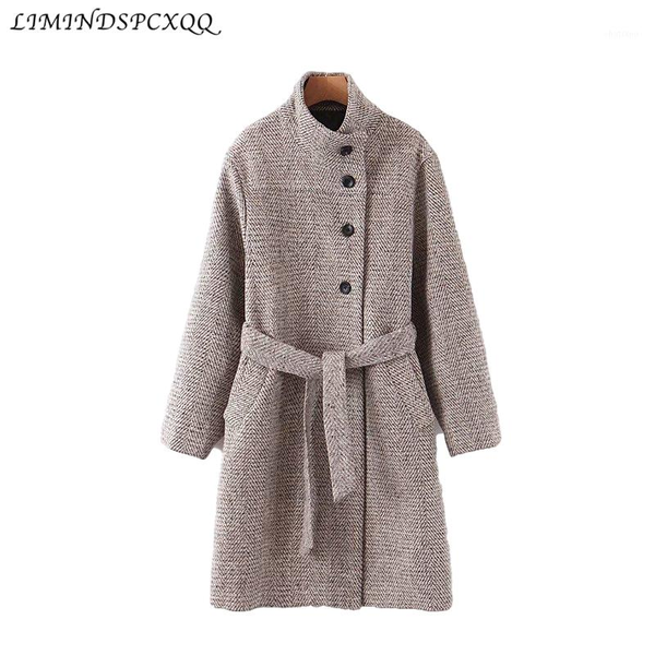 women's wool & blends women vintage long coat with slashes winter elegant office ladies warm sleeve pockets outwear mulheres casacos, Black
women's wool & blends women vintage long coat with slashes winter elegant office ladies warm sleeve pockets outwear mulheres casacos, Black