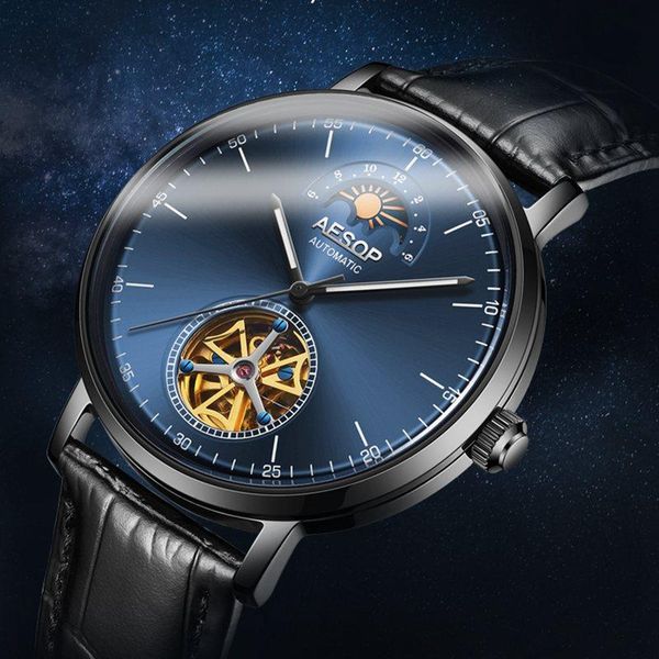 wristwatches aesop luxury men's watch moon phase tourbillon mechanical waterproof business casual automatic men reloj hombre, Slivery;brown
wristwatches aesop luxury men's watch moon phase tourbillon mechanical waterproof business casual automatic men reloj hombre, Slivery;brown