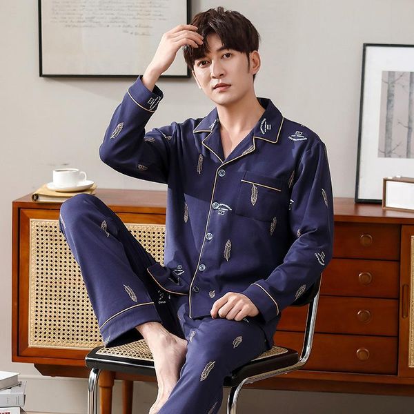 men's sleepwear autumn winter men pajamas set soft cotton sleep suit turn-down collar shirt&pants male print pyjamas loose lounge home, Black;brown
men's sleepwear autumn winter men pajamas set soft cotton sleep suit turn-down collar shirt&pants male print pyjamas loose lounge home, Black;brown
