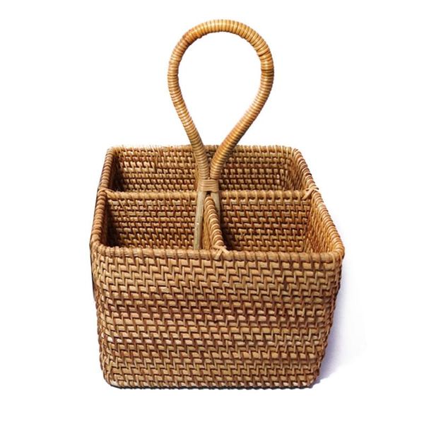 storage baskets square hand woven basket 4 compartment deskserving