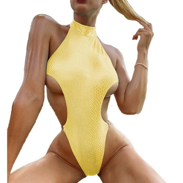 women one-piece halter bikini reflective snakeskin cutout waist swimsuit j78e
women one-piece halter bikini reflective snakeskin cutout waist swimsuit j78e