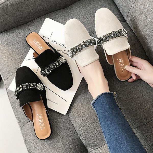 slippers women flat outing trendy square toe crystal mules sandals diamond band flipflops ladies slip on sandalias mujer, Black
slippers women flat outing trendy square toe crystal mules sandals diamond band flipflops ladies slip on sandalias mujer, Black