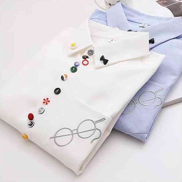 spring autumn colorful buttons women shirts sweet mori girl solid blue white embroidery long sleeved female kawaii blouse u116
spring autumn colorful buttons women shirts sweet mori girl solid blue white embroidery long sleeved female kawaii blouse u116