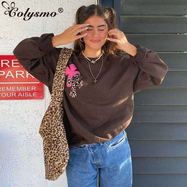 colysmo women embroidered sweatshirt long sleeve crewneck pullovers patchwork loose brown ladies spring casual streetwear 210527, Black
colysmo women embroidered sweatshirt long sleeve crewneck pullovers patchwork loose brown ladies spring casual streetwear 210527, Black