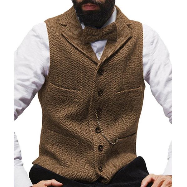 men's vests tweed mens suit vest notched lapel wool herringbone casual formal business waistcoat groommen for wedding vt1503, Black;white
men's vests tweed mens suit vest notched lapel wool herringbone casual formal business waistcoat groommen for wedding vt1503, Black;white