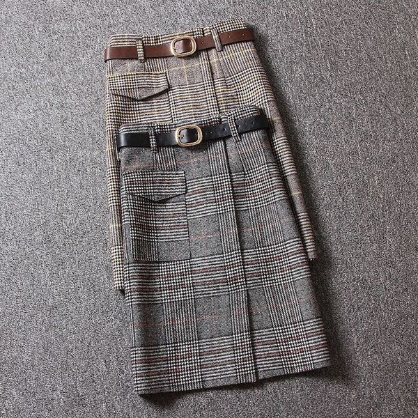 2021 vintage fashion women woolen plaid elegant high waist ladies office midi skirt with belt mujer retro wool streetwear z62n, Black
2021 vintage fashion women woolen plaid elegant high waist ladies office midi skirt with belt mujer retro wool streetwear z62n, Black
