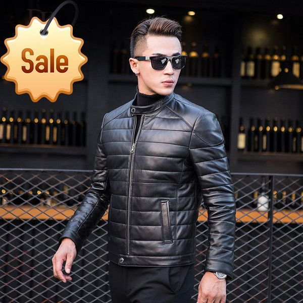 men's leather & faux men genuine down jacket and coat with nature mandarin collar wave cut motorcycle balck 14b0033, Black
men's leather & faux men genuine down jacket and coat with nature mandarin collar wave cut motorcycle balck 14b0033, Black