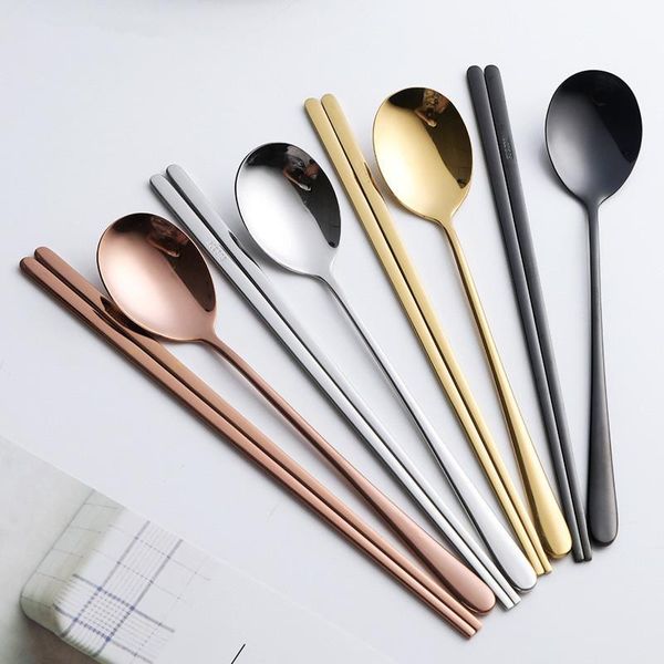 2pcs/set portable 304 stainless steel korean dinnerware sets black rose golden silver chopsticks spoons tableware sets 30set/lot
2pcs/set portable 304 stainless steel korean dinnerware sets black rose golden silver chopsticks spoons tableware sets 30set/lot